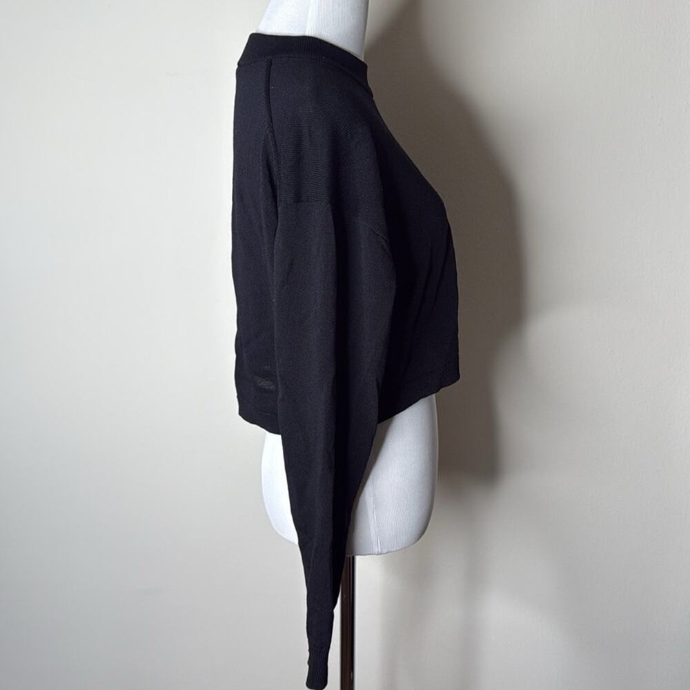 Zara Black Knit Cropped Long Sleeve Top - Picture 5 of 6